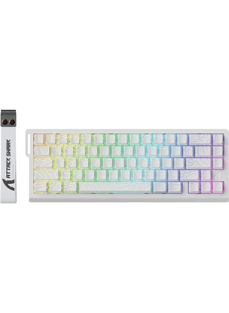ATTACK SHARK X68 HE Rapid Trigger Mechanical Gaming Keyboard 60% Wired with Adjustable Actuation,Hall Effect Magnetic Switch,8KHz Polling Rate,RGB Backlit,Top Mount,Side Printed Keycap(White Contour) - Image 1